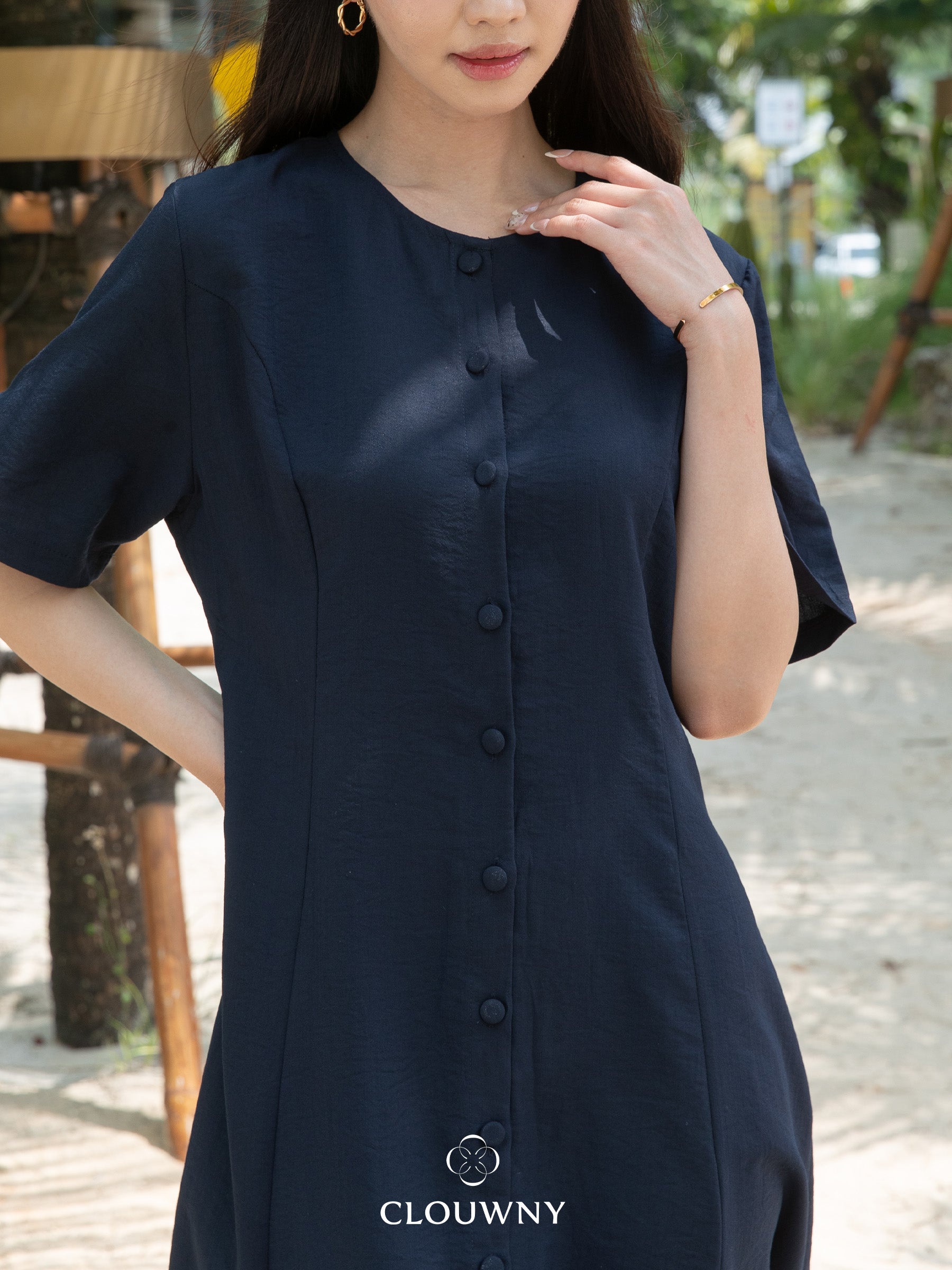 Mirsya Button Dress - Navy